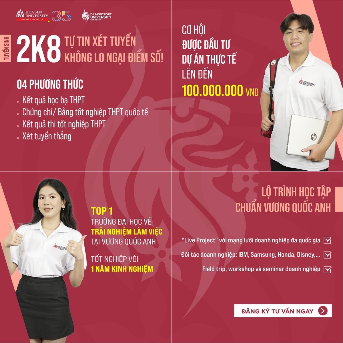 2K8 Tự Tin Xét Tuyển Đại Học 2026 – Không Lo Ngại Điểm Số Với DMU-HSU Vietnam
