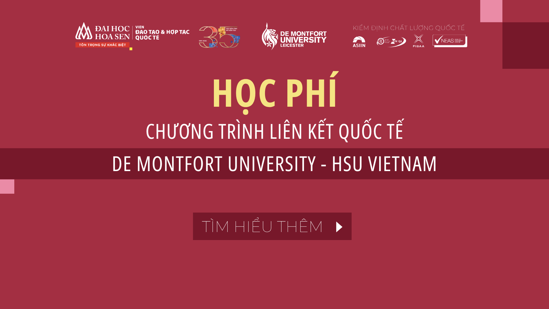 Học Phí Chương Trình Liên Kết Quốc Tế DMU-HSU Vietnam Năm 2026