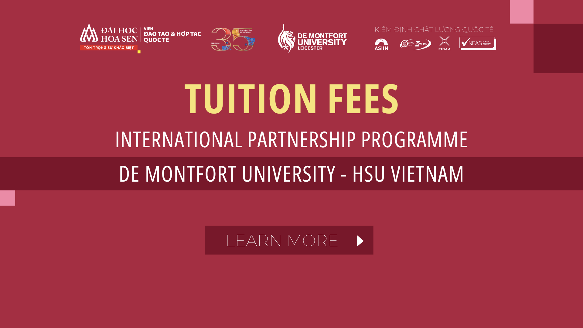 DMU - HSU INTERNATIONAL UNDERGRADUATE PROGRAMME TUITION FEES 2026