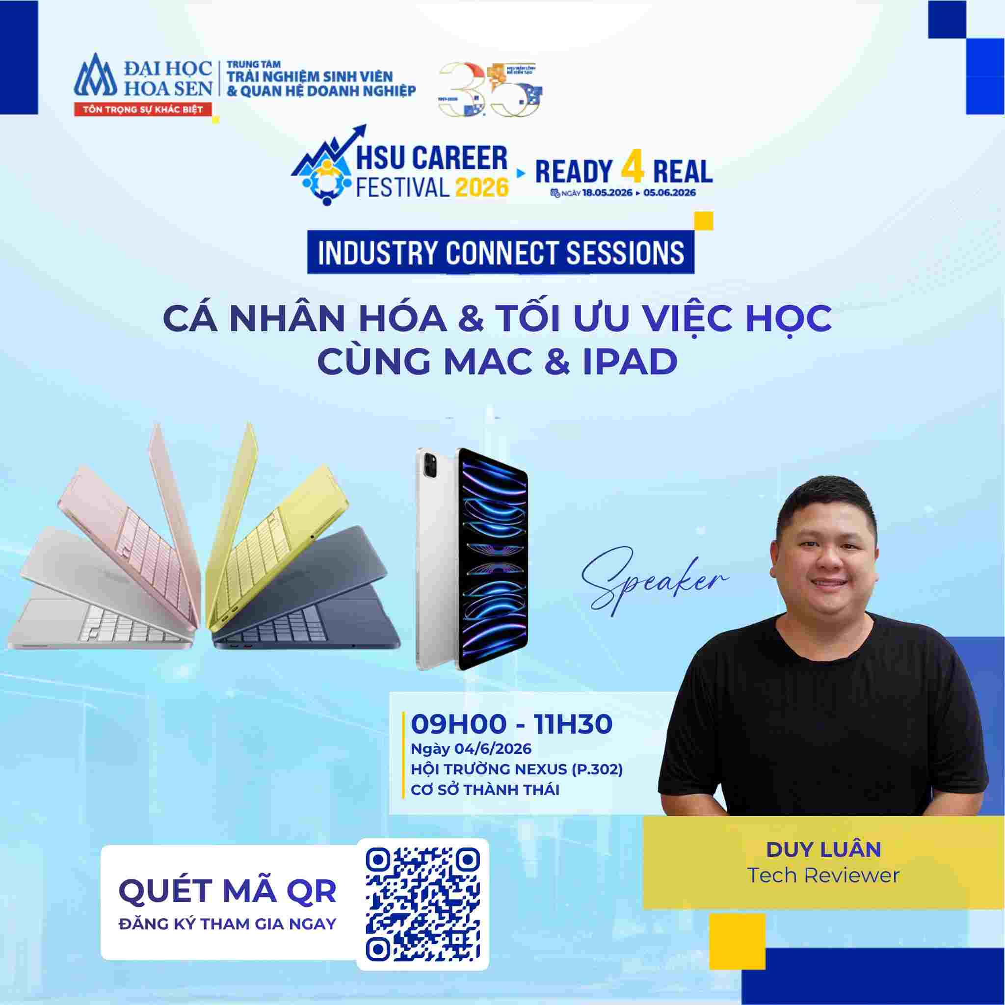 Học cách làm chủ công nghệ cùng Mac & iPad tại HSU Career Festival 2026