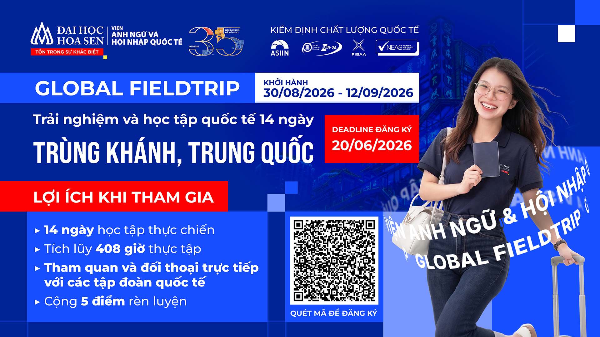 Global Fieldtrip 2026 tại Trùng Khánh - cơ hội trải nghiệm quốc tế cho sinh viên 