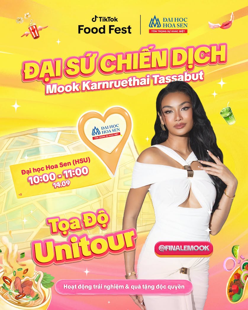 Á hậu Miss Cosmo 2024 Mook Karnruethai Tassabut giao lưu cùng tân sinh viên HSU tại Orientation Day 2026