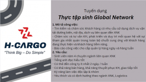 H-Cargo International Logistics chiêu mộ thực tập sinh