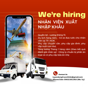 TUYỂN NHÂN VIÊN XUẤT NHẬP KHẨU