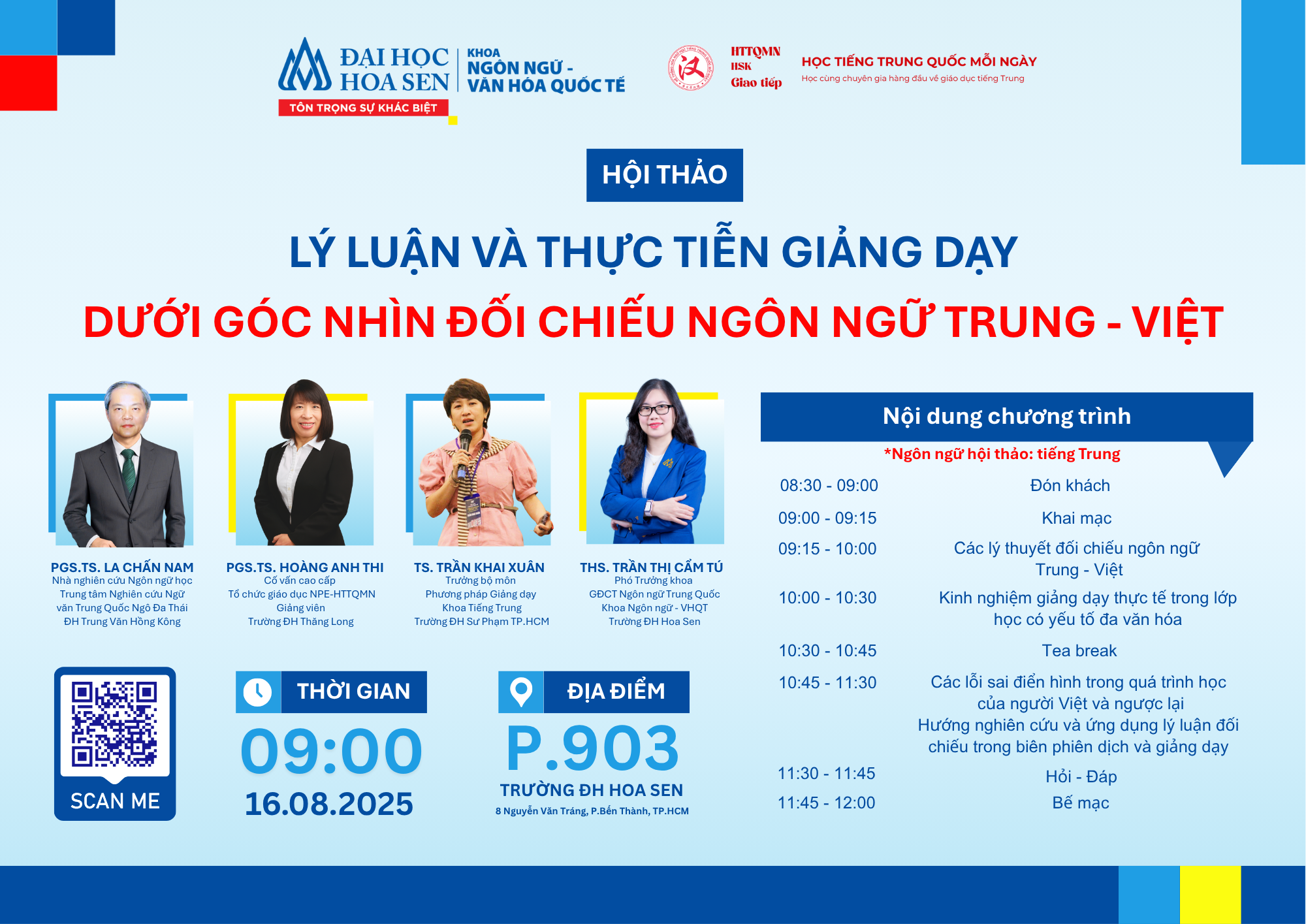 Hội thảo: “Lý luận và thực tiễn giảng dạy dưới góc nhìn đối chiếu ngôn ngữ Trung – Việt”.