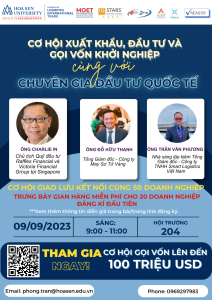 Workshop: CƠ HỘI XUẤT KHẨU, ĐẦU TƯ VÀ GỌI VỐN KHỞI NGHIỆP