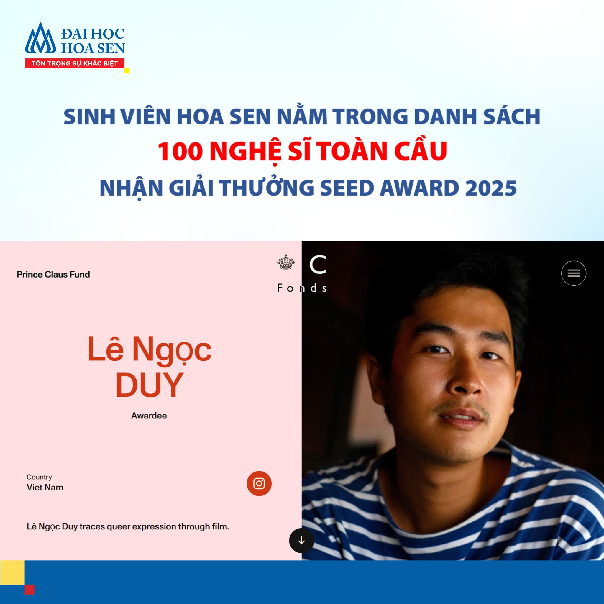 Sinh Viên HSU Được Vinh Danh Trong Top 100 Nghệ Sĩ Toàn Cầu Tại SEED Award 2025