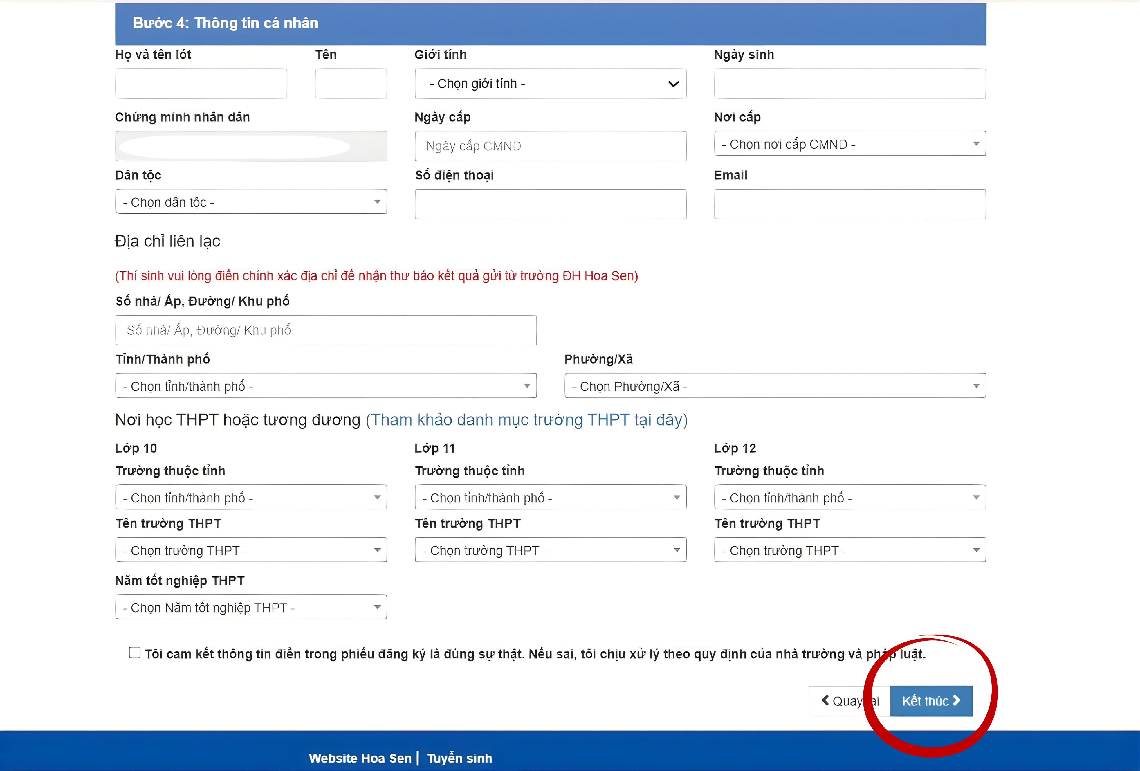 Hướng dẫn nộp Hồ sơ Xét tuyển học bổng online trường Đại học Hoa Sen 2026