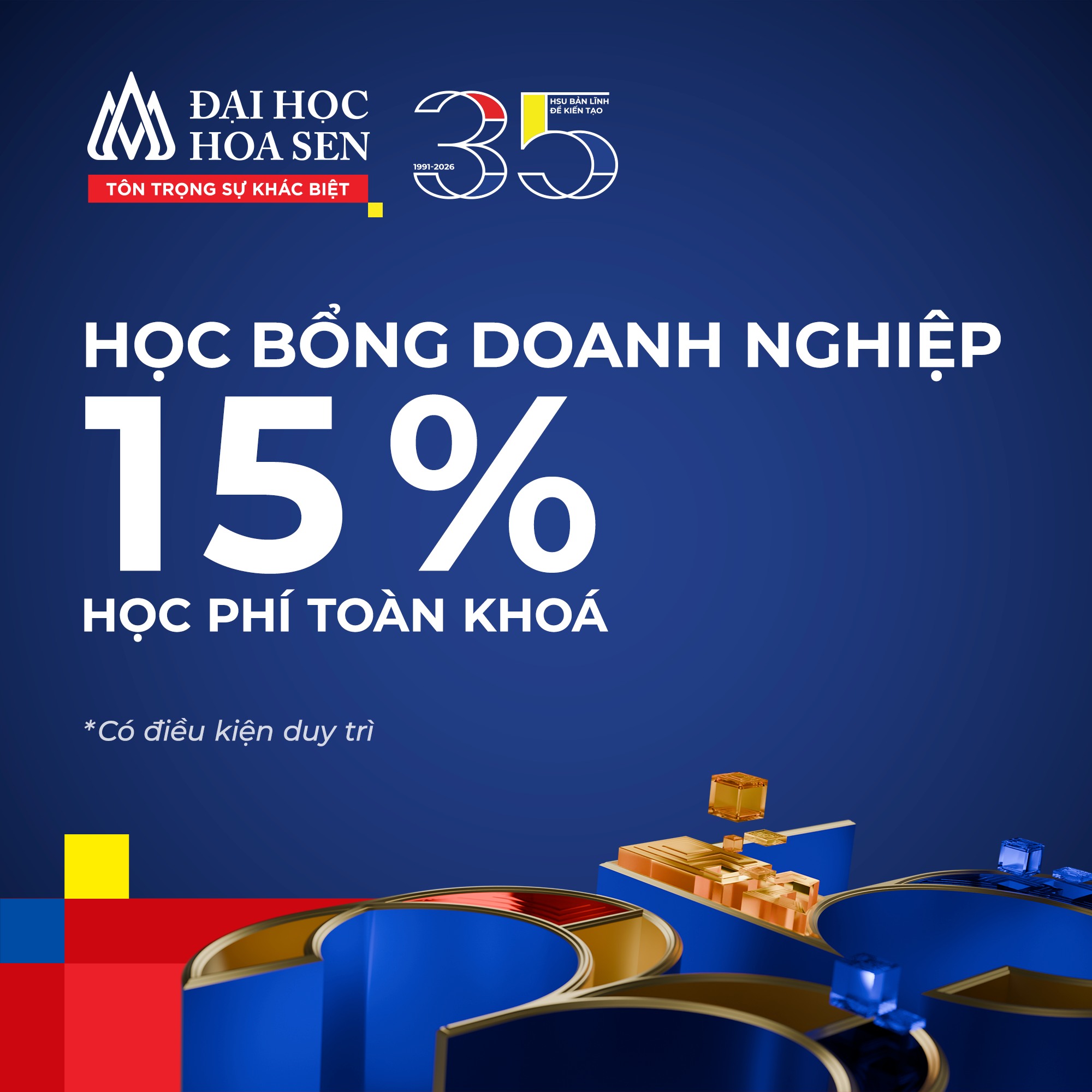 NEW YEAR – NEW ME: Học bổng Đại học Hoa Sen 2026 lên đến 70% học phí toàn khóa – Đăng ký sớm nhận lộc đầu năm!