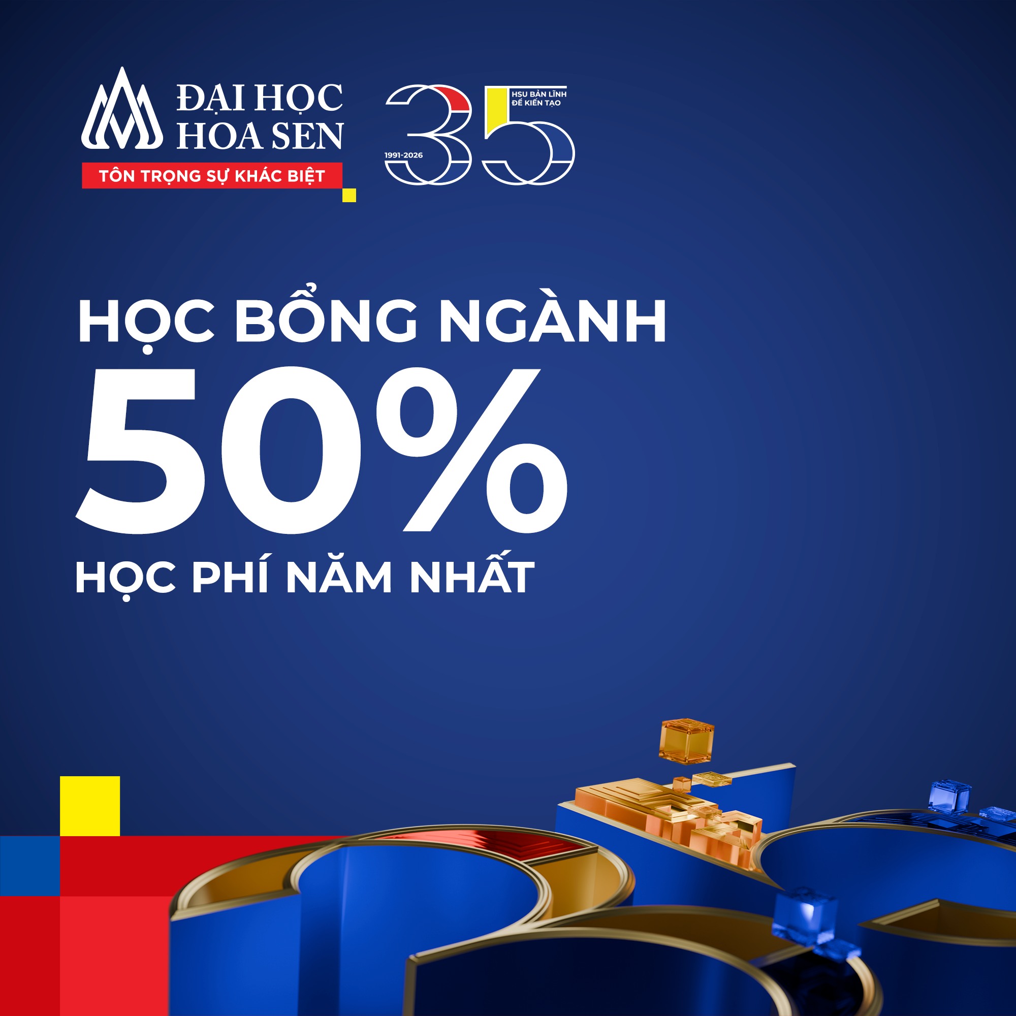 NEW YEAR – NEW ME: Học bổng Đại học Hoa Sen 2026 lên đến 70% học phí toàn khóa – Đăng ký sớm nhận lộc đầu năm!