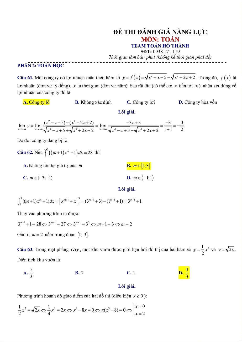 Thông tin chi tiết đáp án kỳ thi ĐGNL TP.HCM 2026