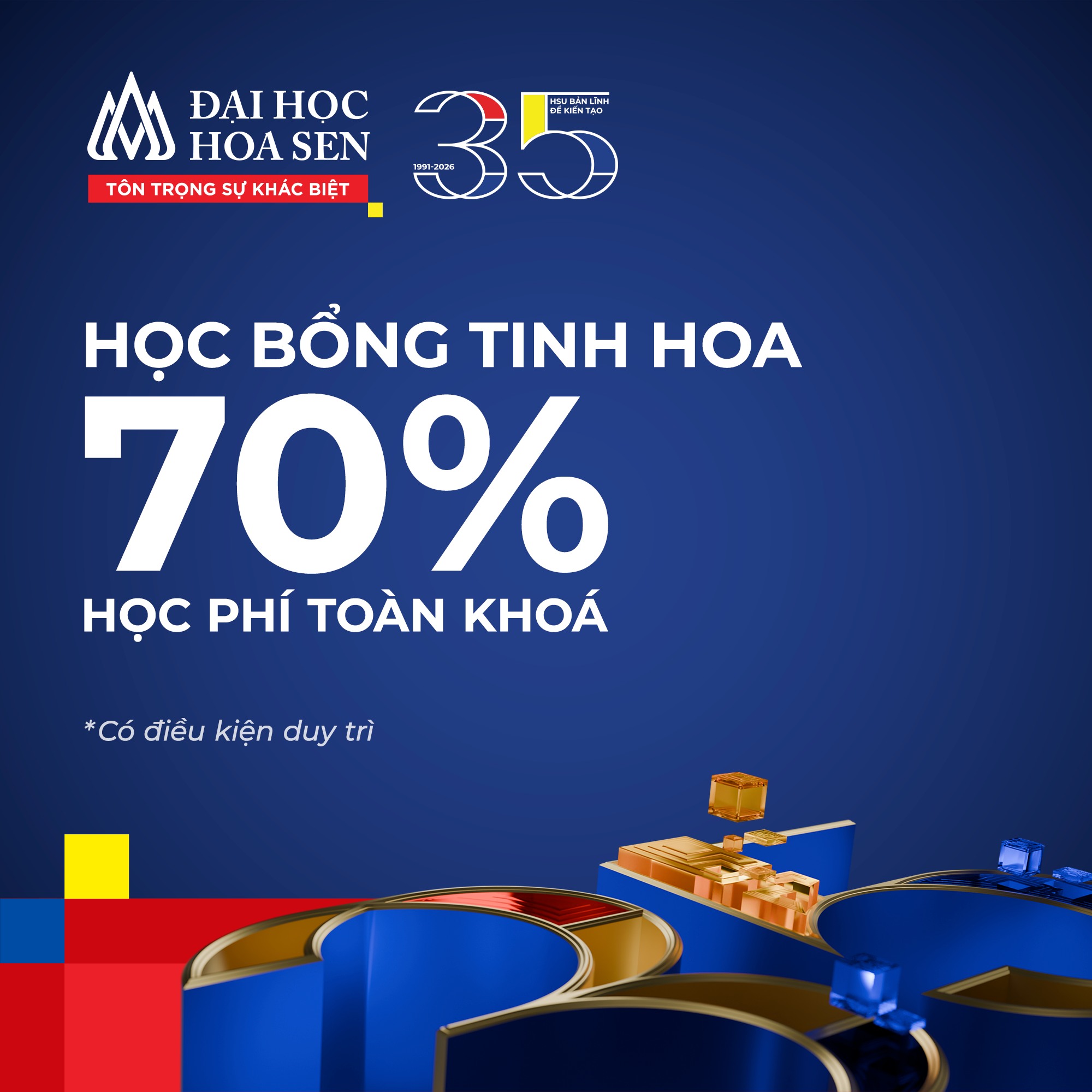 Xét học bạ nhận học bổng lên đến 70% tại Đại học Hoa Sen 