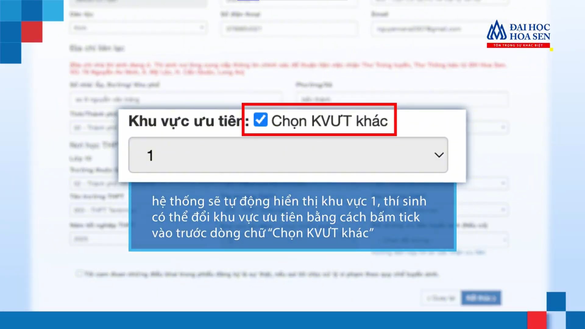 Hướng dẫn nộp hồ sơ nhu cầu xét tuyển trên cổng dự tuyển Đại học Hoa Sen năm 2026.
