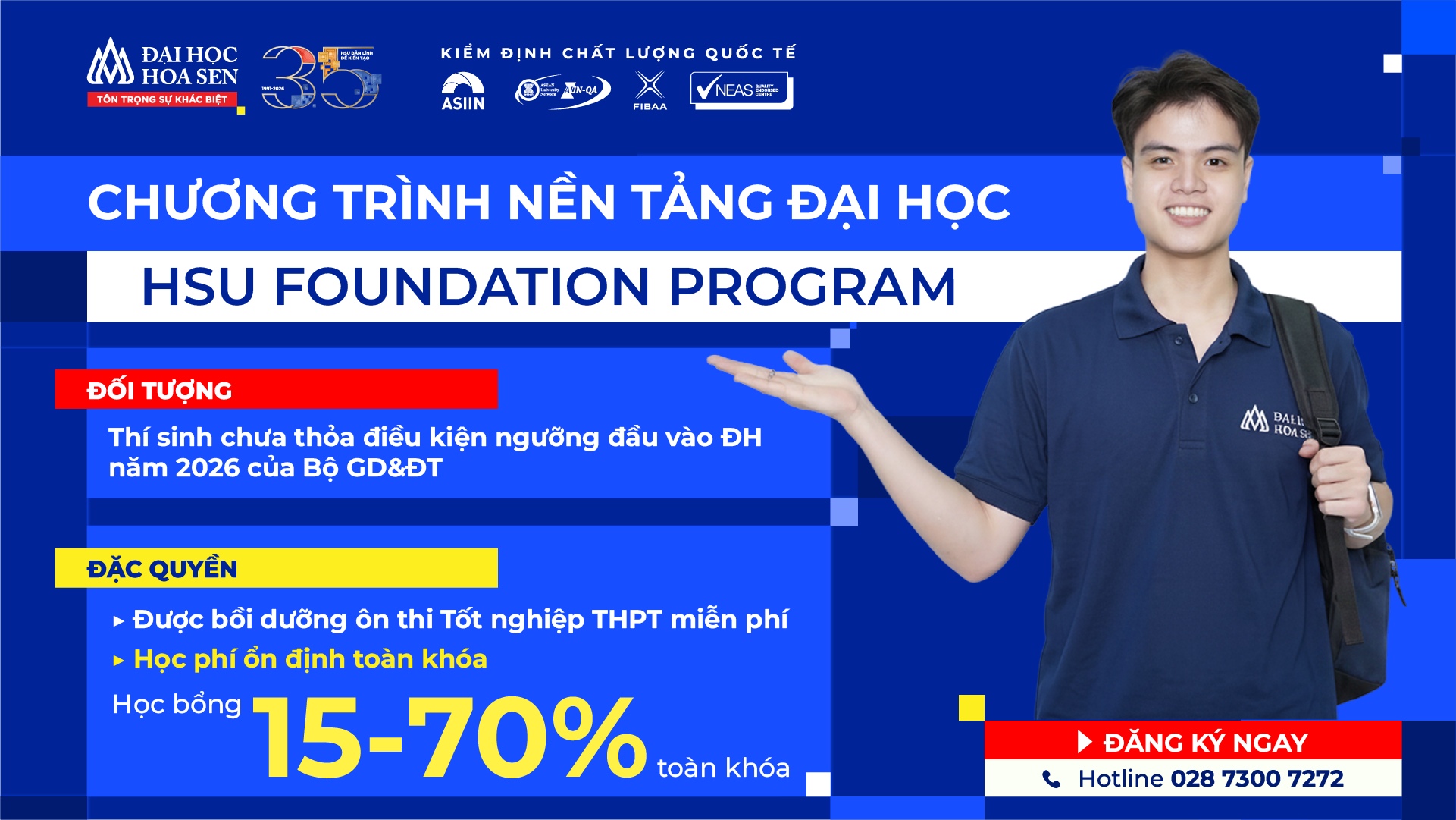 HSU Foundation Program: Mở thêm cơ hội vào đại học chính quy cho thí sinh 2K8 