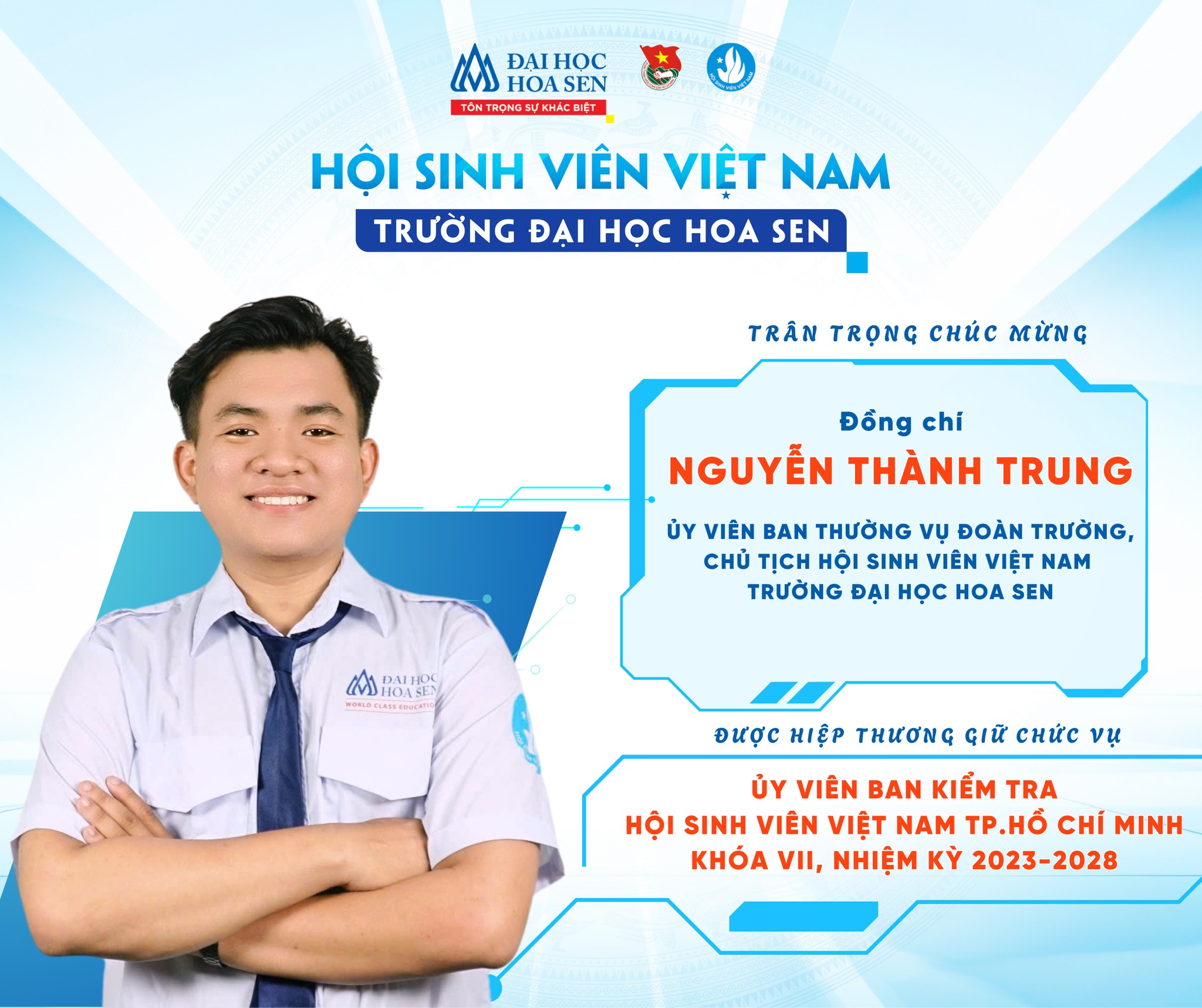 sinh viên HSU Nguyễn Thành Trung – Chủ tịch Hội Sinh viên