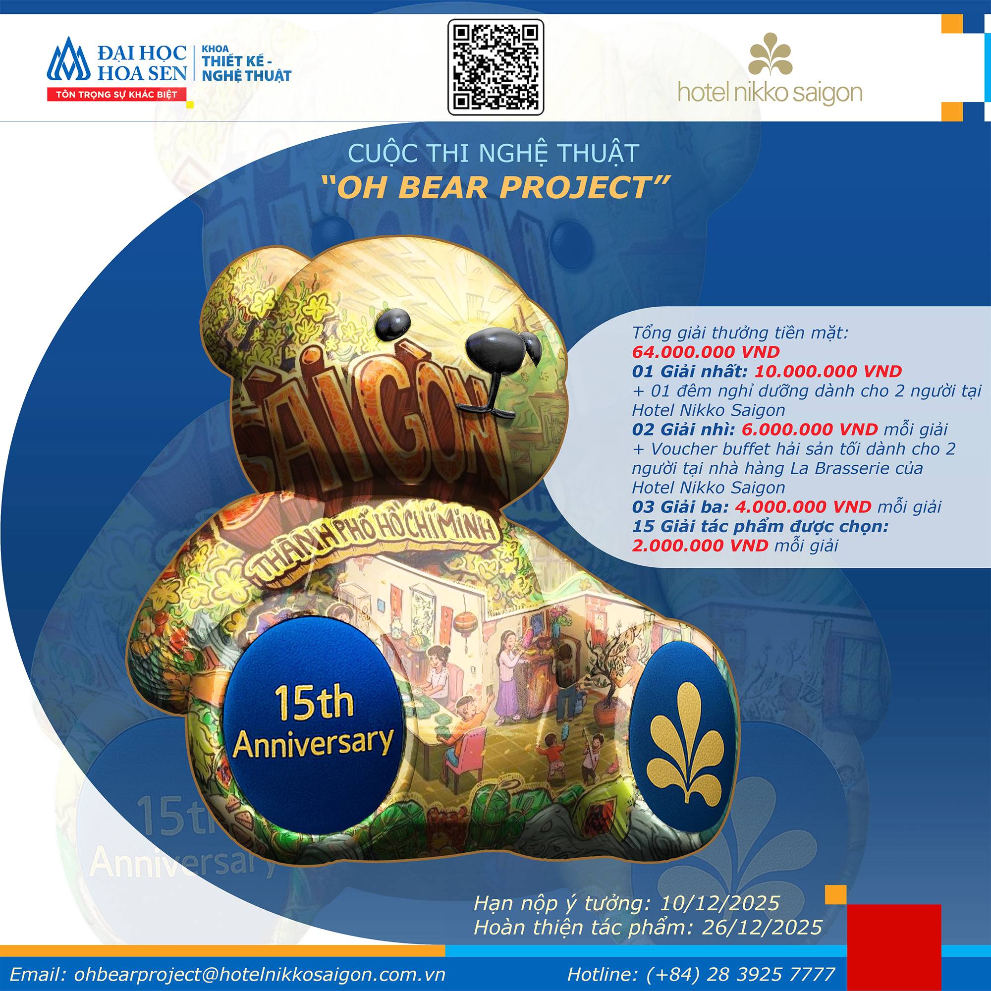 Khoa Thiết kế Nghệ thuật HSU kết hợp cùng Hotel Nikko khởi động dự án nghệ thuật “Gấu OH”