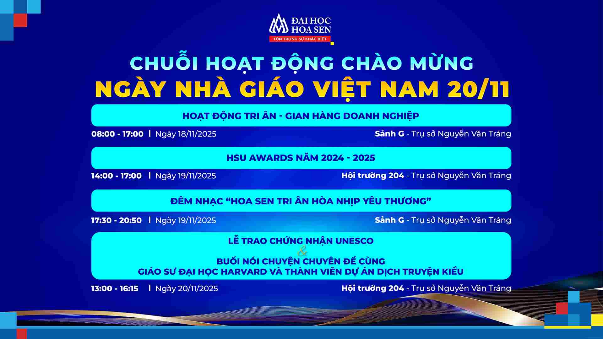 Chuỗi hoạt động chào mừng Ngày Nhà giáo Việt Nam 20/11 tại HSU