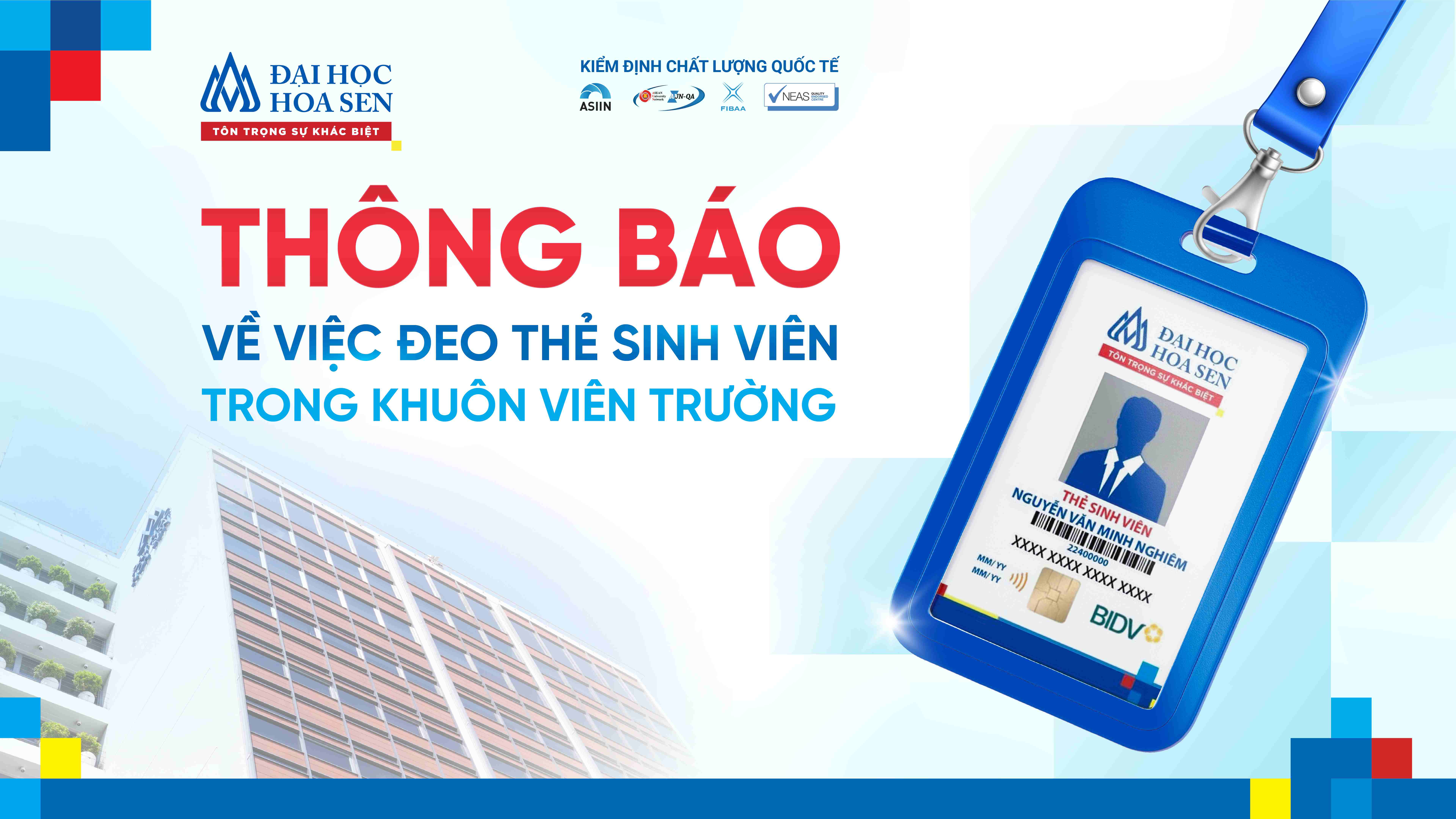 [THÔNG BÁO] Quy định bắt buộc đeo thẻ sinh viên trong khuôn viên Trường