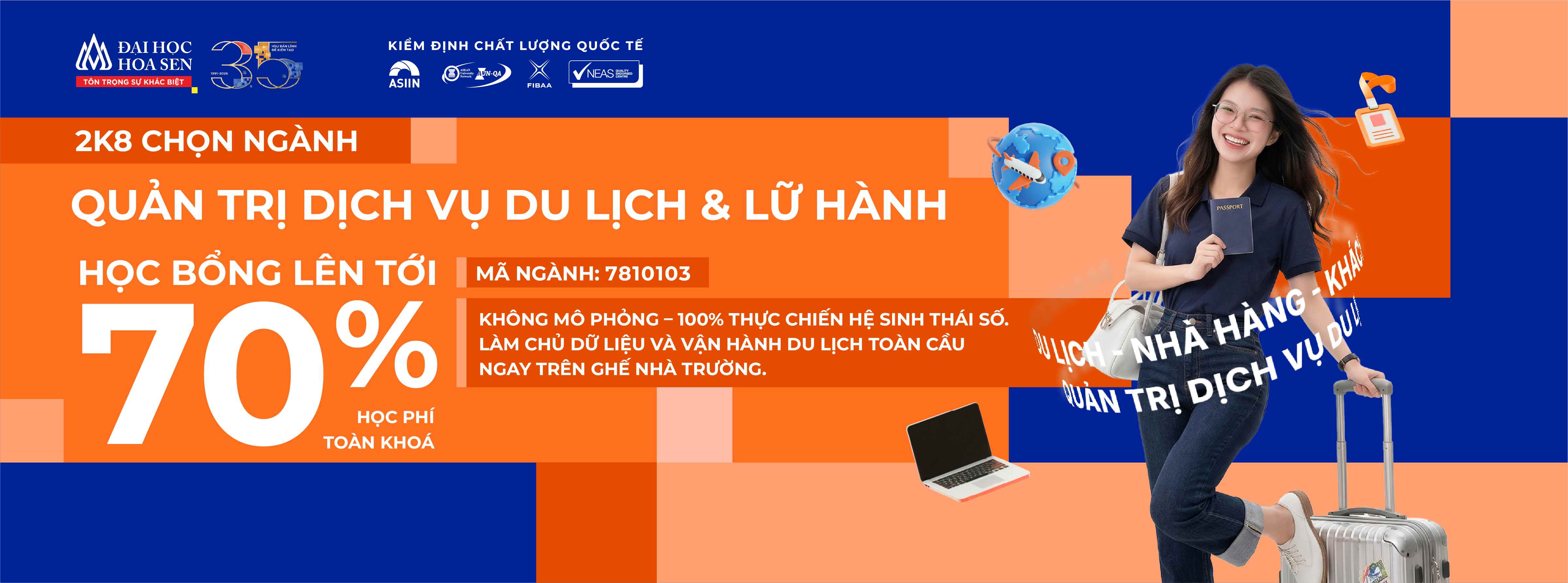 2K8 chọn ngành Quản trị dịch vụ du lịch và lữ hành HSU