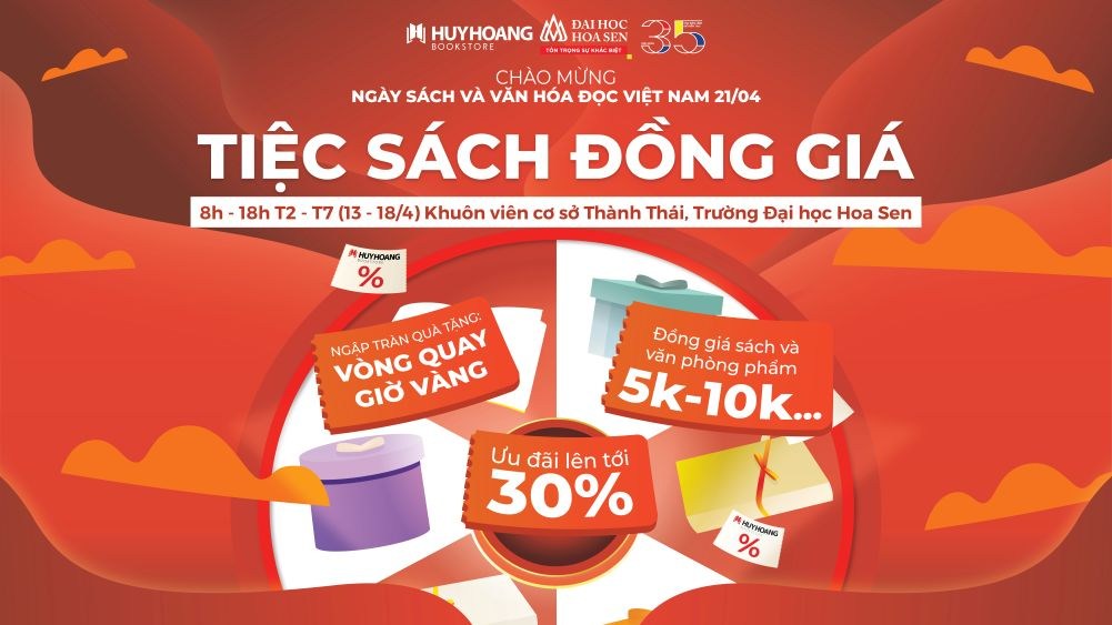 Tiệc sách – Ngày Sách & Văn hóa đọc Việt Nam 2026: Săn sách hay, giá ưu đãi tại HSU