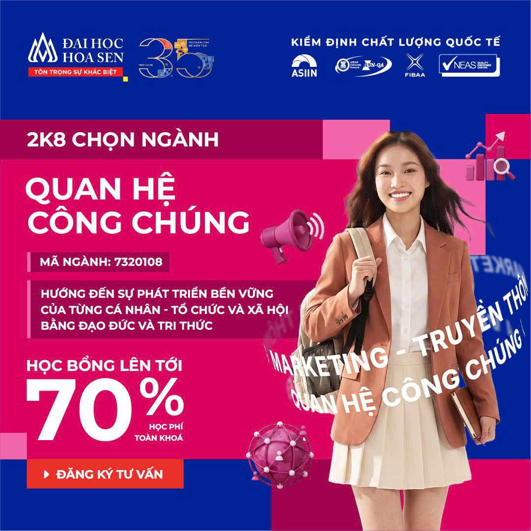 2K8 chọn ngành Quan hệ công chúng Đại học Hoa Sen: làm chủ câu chuyện thương hiệu trong thời đại số