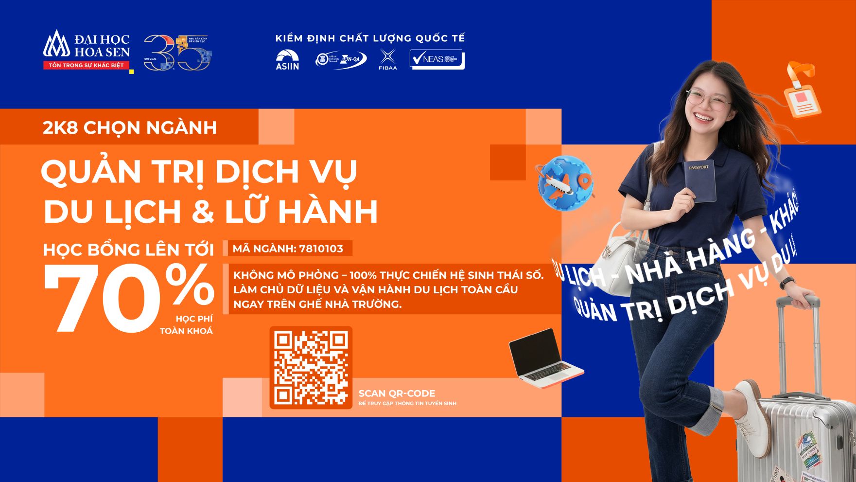 2K8 chọn ngành Quản trị dịch vụ du lịch và lữ hành HSU