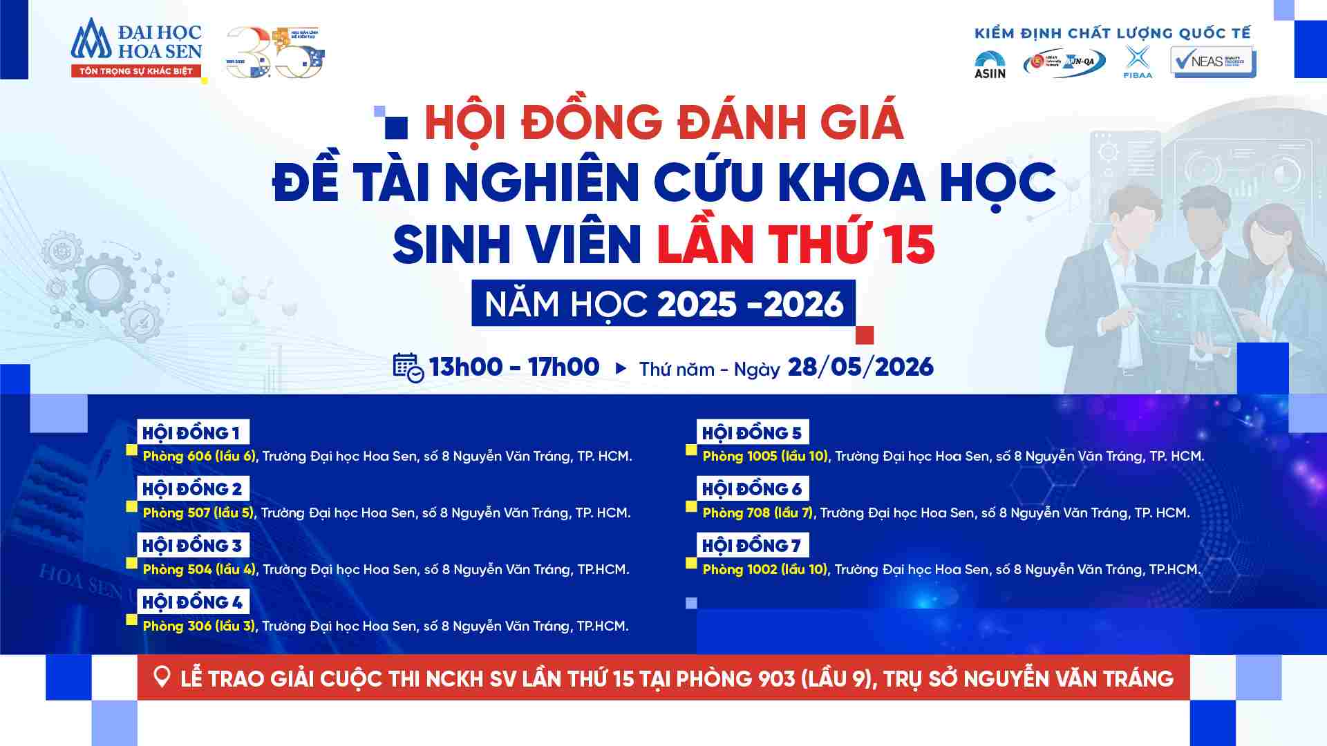 HSU Research Day 2026: Hội đồng đánh giá nghiên cứu khoa học sinh viên lần thứ 15