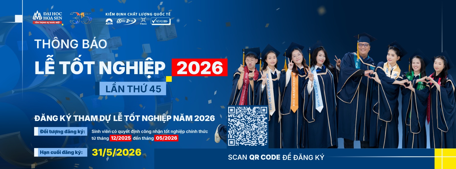 [Thông báo] Lễ tốt nghiệp Đại học Hoa Sen năm 2026 – lần thứ 45