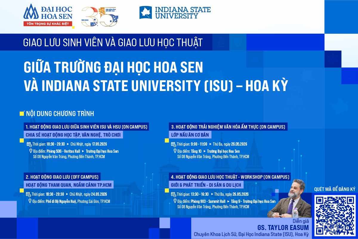 Sinh viên HSU mở rộng kết nối quốc tế cùng đoàn sinh viên Đại học Indiana State (Hoa Kỳ)