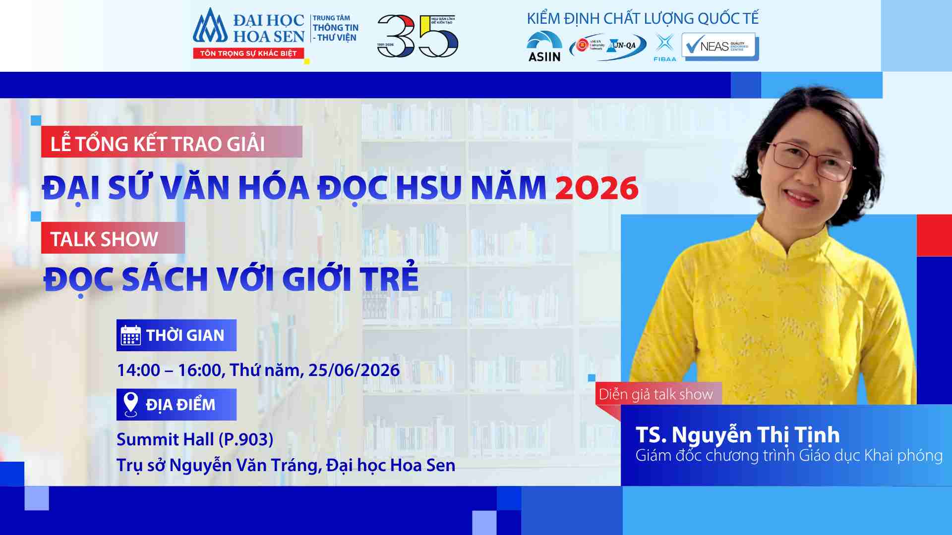 Lễ tổng kết trao giải Cuộc thi Đại sứ Văn hóa đọc HSU 2026 và talkshow “Đọc sách với giới trẻ”