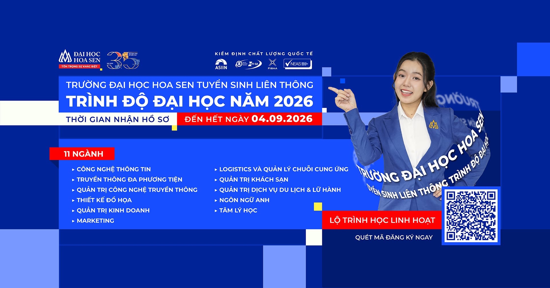 Đại học Hoa Sen tuyển sinh liên thông đại học năm 2026: 11 ngành học đáp ứng nhu cầu thị trường
