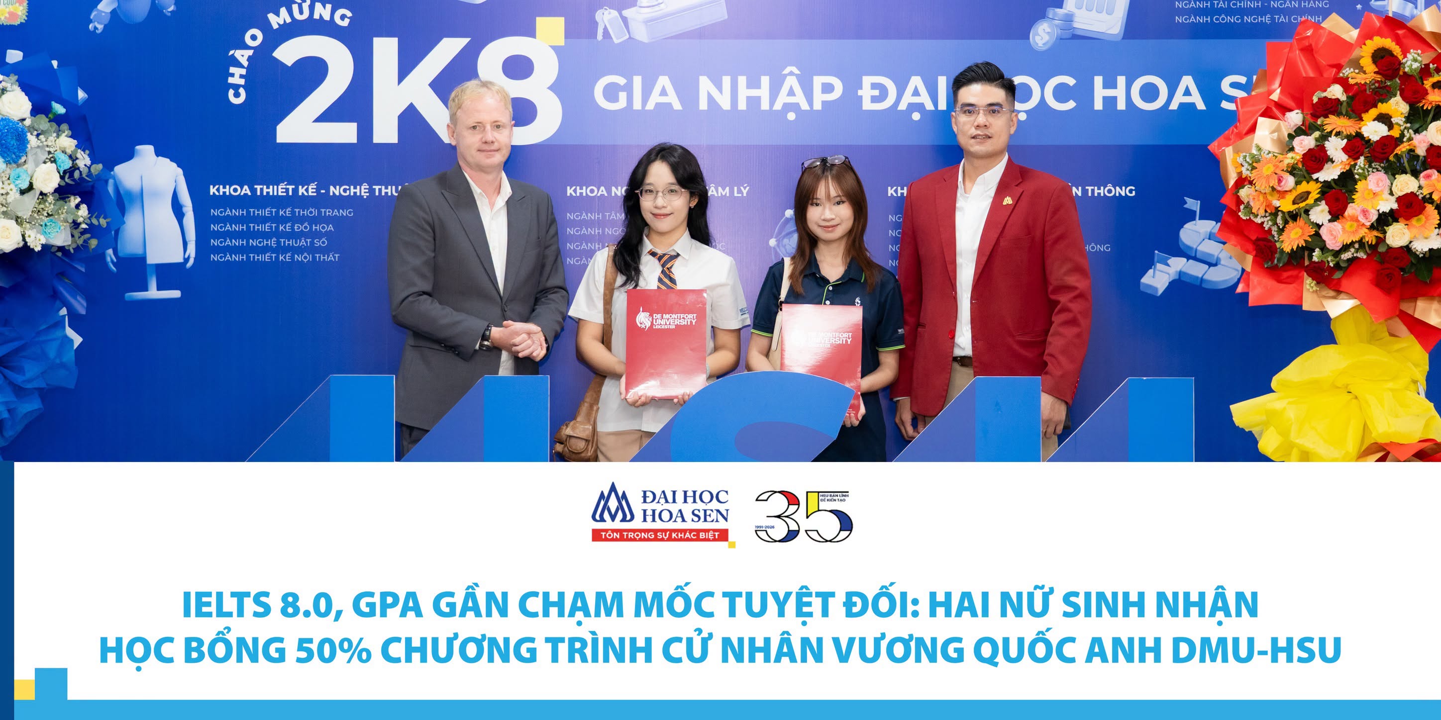 IELTS 8.0, GPA gần chạm mốc tuyệt đối: Hai học sinh Trường Wellspring nhận học bổng 50% chương trình Cử nhân Vương quốc Anh DMU–HSU
