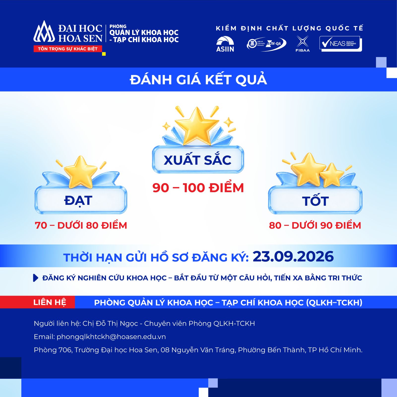 [Thông báo] Đăng ký đề tài Nghiên cứu khoa học sinh viên, năm học 2026-2027