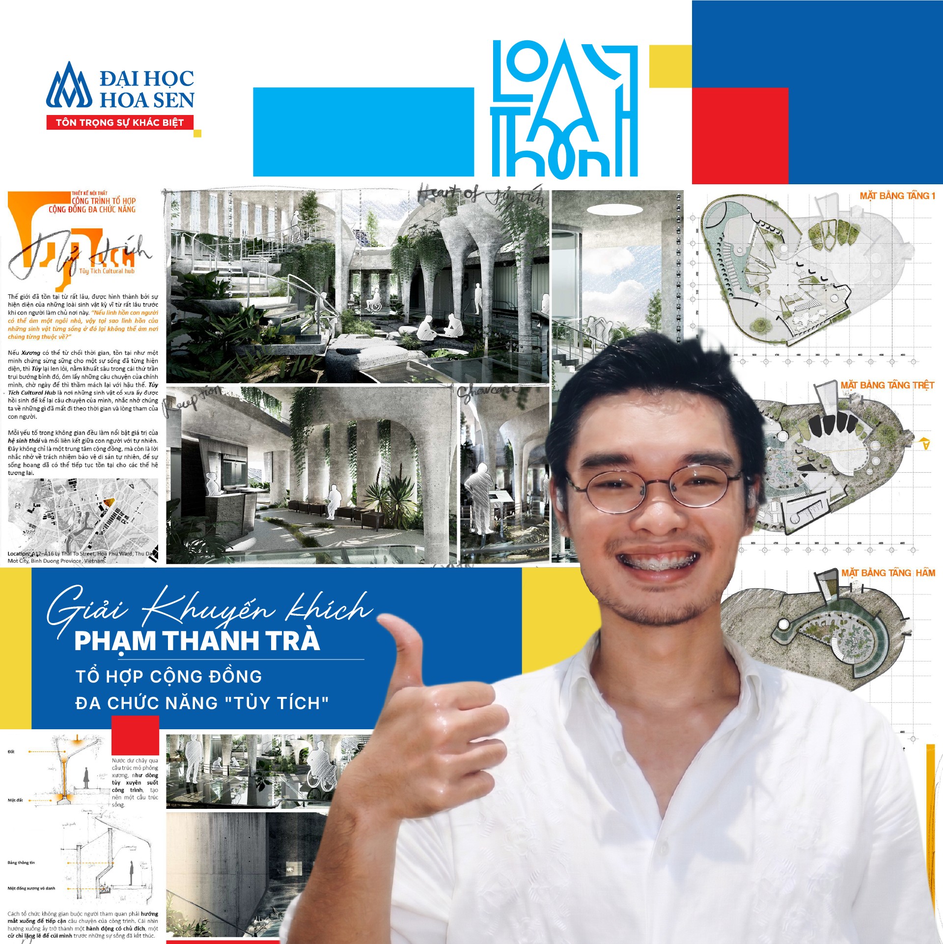 Ba đồ án, ba giải thưởng: Sinh viên Thiết kế nội thất HSU tỏa sáng tại Giải thưởng Loa Thành 2026